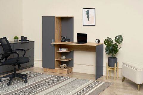 Стол компьютерный №1 (УПКФ) (Графит, Дуб Крафт )