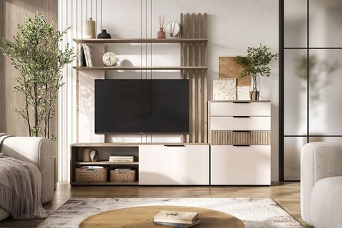 Гостиная Роджина №4 Кашемир/Дуб крафт серый