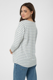 Лонгслив для беременных 11918 серый меланж полоска экрю