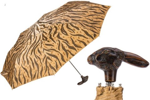 Зонт женский складной Pasotti- Animalier Folding Umbrella with Rabbit Handle, Италия.