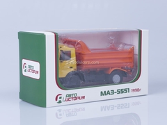 MAZ-5551 tipper later cabin 1988 high body yellow-orange AutoHistory 1:43