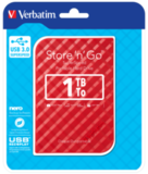 Внешний жесткий диск 1TB Verbatim Store 'n' Go Style, 2.5 дюйма, USB 3.0. Красный