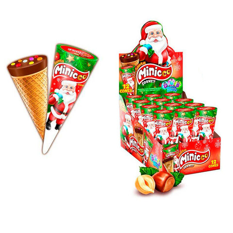 Изделие из десертной пасты в рожке MINICCO cornet (santa) 1кор*8бл*12шт,  25г