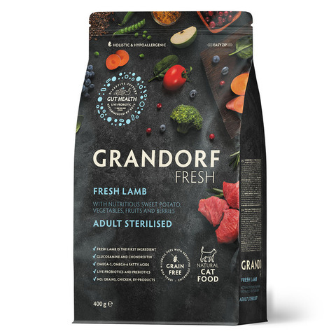 Сухой корм Grandorf Fresh с ягненком и бататом для стерилизованных кошек 400 гр (Грандорф Фрэш)