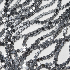 Гематин (гематит), монетка 4*2мм, оттенок "Родий"