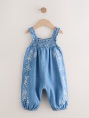 Комбинезон джинсовый с вышивкой для девочки Next E79-578, Синий