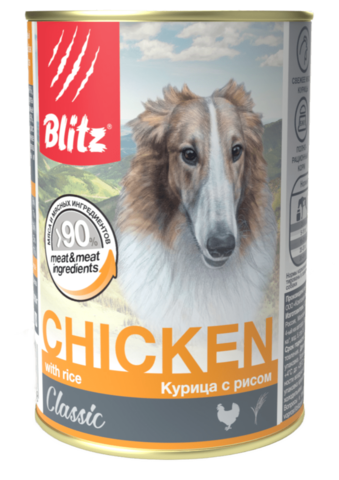 Blitz Adult консервы для собак всех пород и возрастов (курица с рисом) 400 гр
