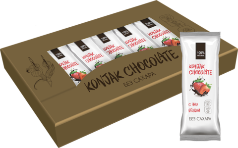 Шоколад без сахара KONJAK CHOCOLATE Клубничный, кор. 10 шт.