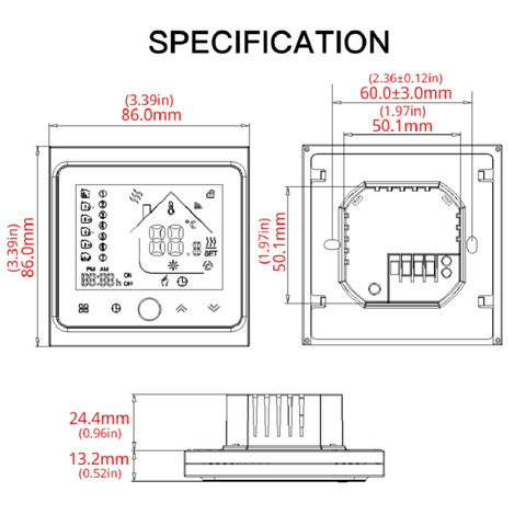 Термостат WiFi Thermostat модели BHT-002-GBLWW (для электрического отопления пола, с подсветкой, белый)