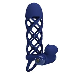Синяя насадка на пенис Powerful Ring - 13,5 см. - 
