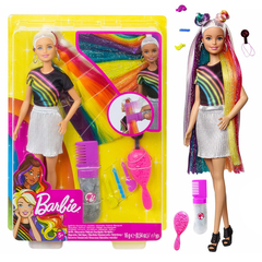 Кукла Barbie с радужной мерцающей прической