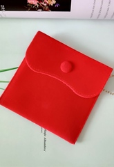 77292 - Подарочный мешочек бархатный на кнопке для упаковки украшений, красный