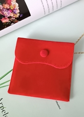 77292 - Подарочный мешочек бархатный на кнопке для упаковки украшений, красный
