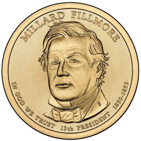 1 доллар 13-й президент США Джеймс Миллард Филлмор 2010 год