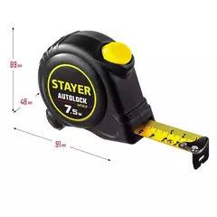 STAYER AutoLock, 7.5 м х 25 мм, рулетка с автостопом (2-34126-07-25)