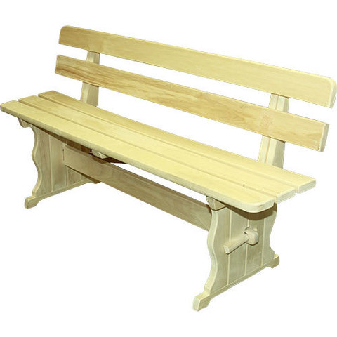 Деревянная скамейка Гранд, для бани со спинкой