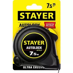 STAYER AutoLock, 7.5 м х 25 мм, рулетка с автостопом (2-34126-07-25)