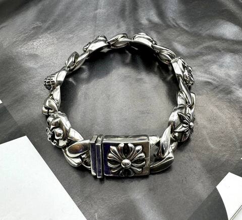 Браслет массивный из стали с посеребрением style by CHROME HEARTS