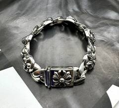 Браслет массивный из стали с посеребрением style by CHROME HEARTS