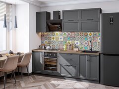 Прямая модульная кухня Сканди-01 Stormy Silkwood - Graphite 2140*2200*600