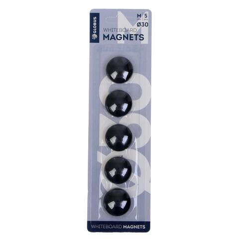 GLOBUS Магниты для досок в блистере, черные, 30 мм, 5 штук