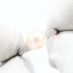 791221 - Кольцо из золота 585 пробы с жемчугом и фианитами