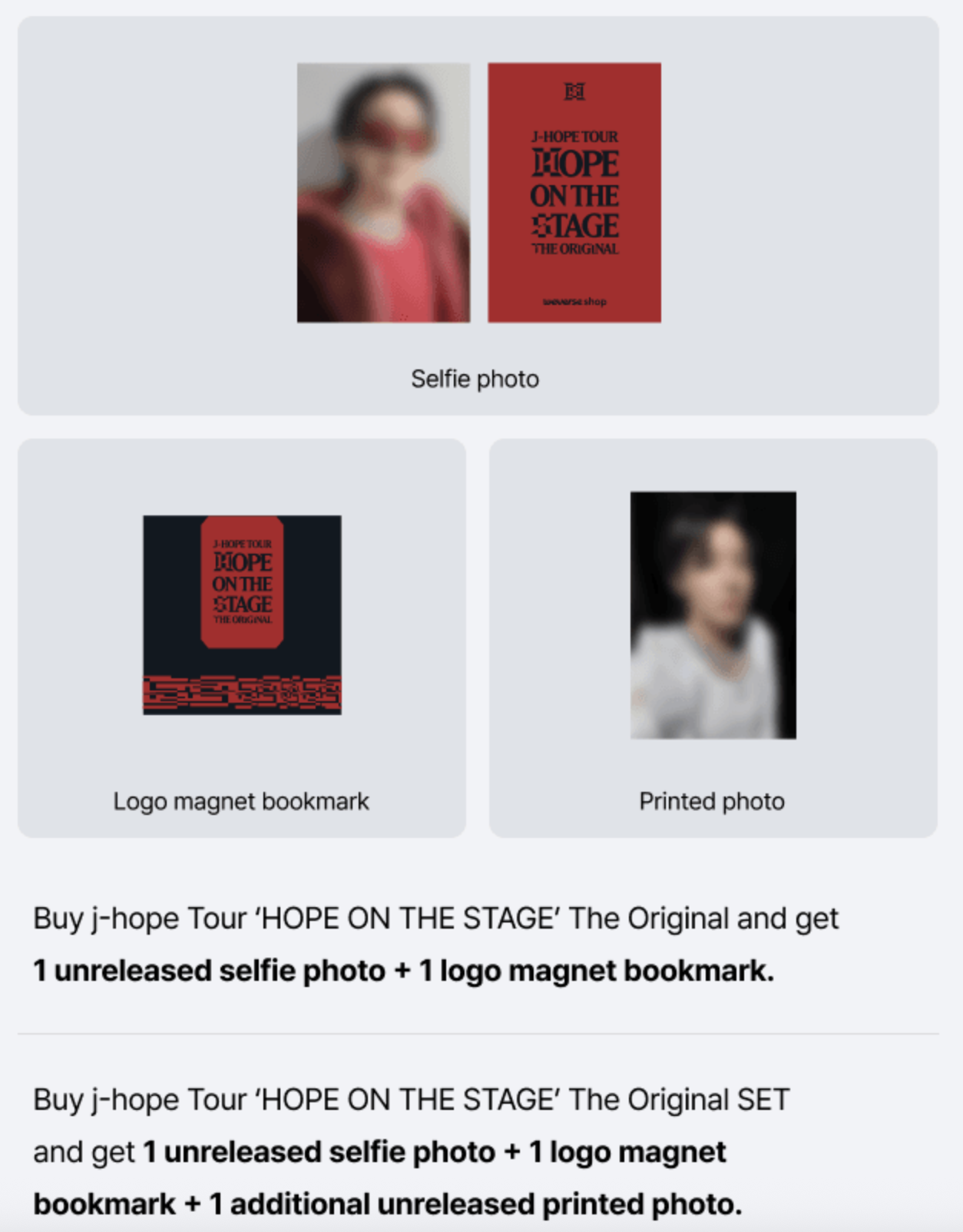 Купить Набор j-hope - Tour 'HOPE ON THE STAGE' The Original