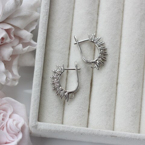 Швензы Солнечные лучи 22*2 мм с английским замком, родий, Ш120