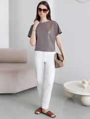 Нарядная футболка с блестящим принтом  D49.133 (131323)