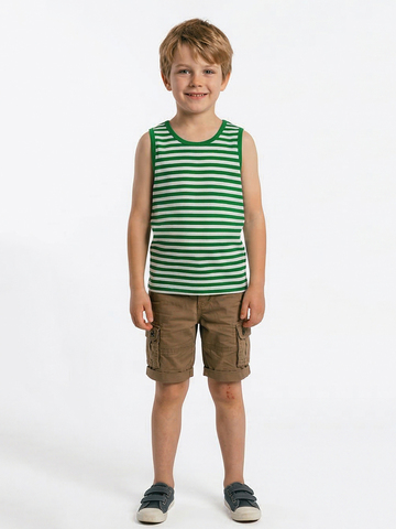 Тельняшка-майка детская х/б зеленая