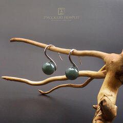 Серьги "Перлус". Нефрит морская волна.