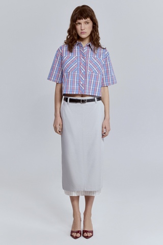 Юбка прямая с контрастной подкладкой