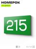 Номер на дверь 215, табличка на дверь для офиса, квартиры, кабинета, аудитории, склада, зеленая 120х70 мм, Айдентика Технолоджи