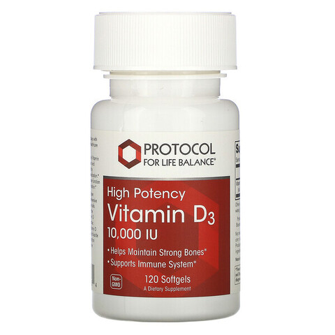 Protocol for Life Balance, Vitamin D-3, 10,000 IU, 120 Softgels c iHerb
