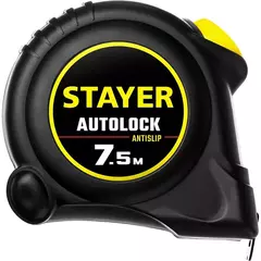 STAYER AutoLock, 7.5 м х 25 мм, рулетка с автостопом (2-34126-07-25)