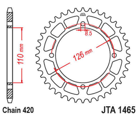 Звезда ведомая алюминиевая JTA1465 47BLK