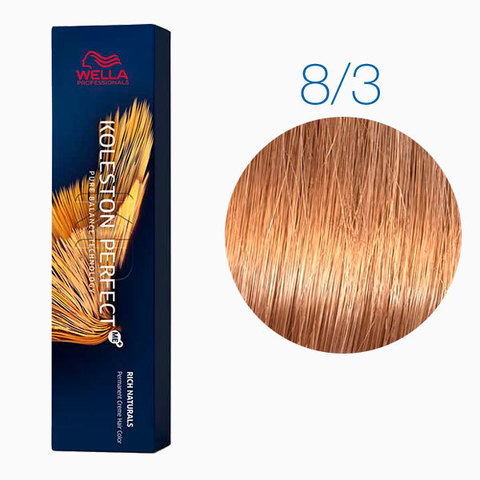 Wella Koleston Rich Naturals 8/3 (Светлый блонд золотистый Крем-карамель) - Стойкая краска для волос