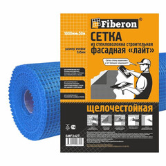 SMF242T Сетка фасадная "Лайт", стекловолокно, 1*50 м, ячейка 5*5, синяя, Fiberon (140 г/м2)