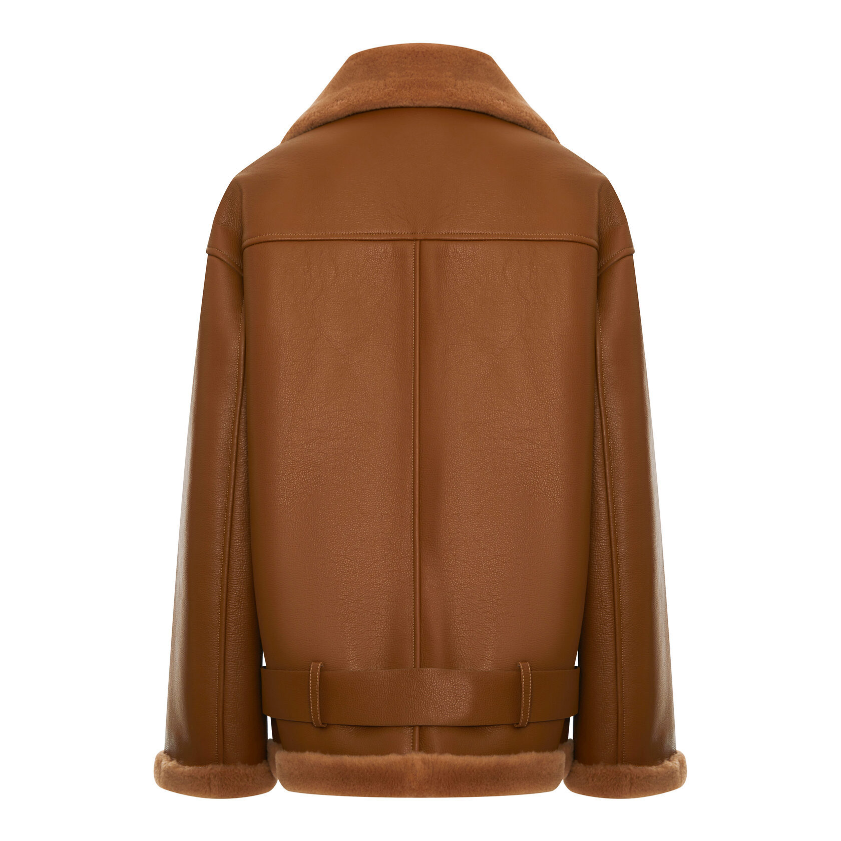 Дубленка на молнии с поясом