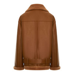 Дубленка на молнии с поясом