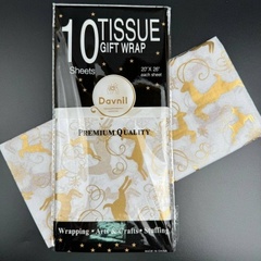 Бумага тишью Золотые олени на белом 50х66 см (10 листов)