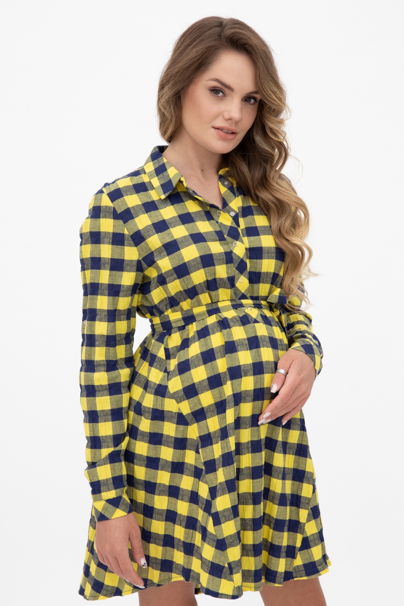 Платье-рубашка из муслина для беременных и кормящих мам - бежевый
