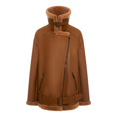 Дубленка на молнии с поясом