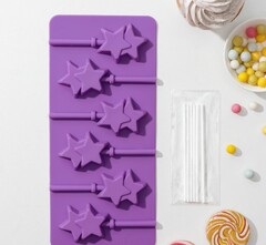 Форма для леденцов и мороженого, 6 ячеек, 9,5х24х1 см 