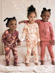 Пижама для девочки Next B30-731, 3 шт., Бордовый, Розовый, Кремовый