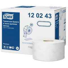 Бумага туалетная в рулонах Tork Premium T2 2-слойная 12 рулонов по 170 метров (артикул производителя 120243)