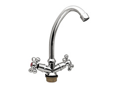 67-0-718 Смеситель стандарт  двухвентильный для кухни, гайка, латунная керамическая кран-букса 1/2