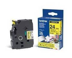 Ламинированная лента для наклеек Brother TZe-651 - ширина 24 мм, черный шрифт на желтом фоне