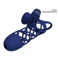 Синяя насадка на пенис Powerful Ring - 13,5 см. - 