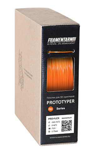 Пластик Filamentarno! PRO-FLEX. Цвет оранжевый, 1.75 мм, 750 грамм